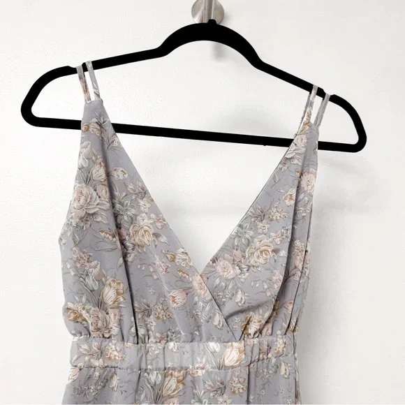 No Frills Floral Tie Back Sheer Skirt Winter Chic Midi dress Light Purple Small - Picture 3 of 9